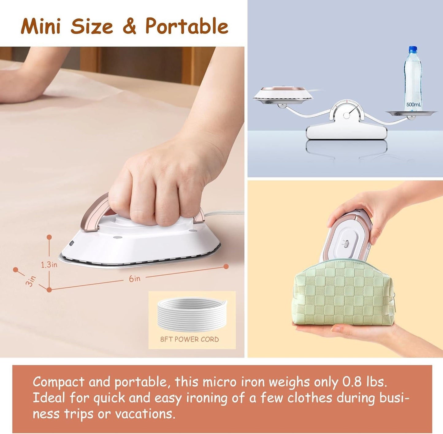 Compact Portable Travel Steam Iron