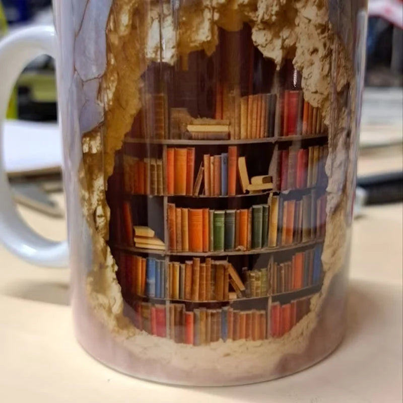 3D Bookshelf Mug For Book Lovers