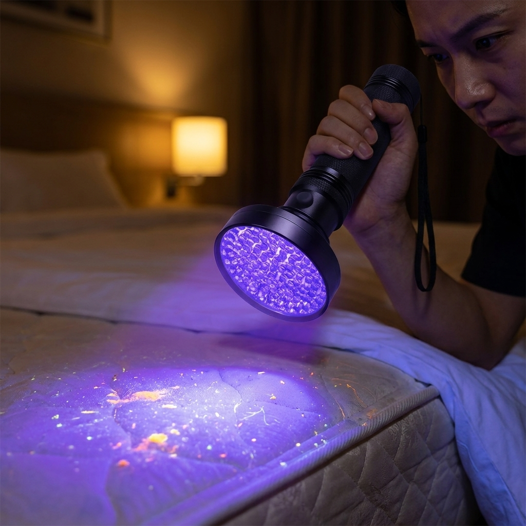 UV flashlight bed bug inspection
