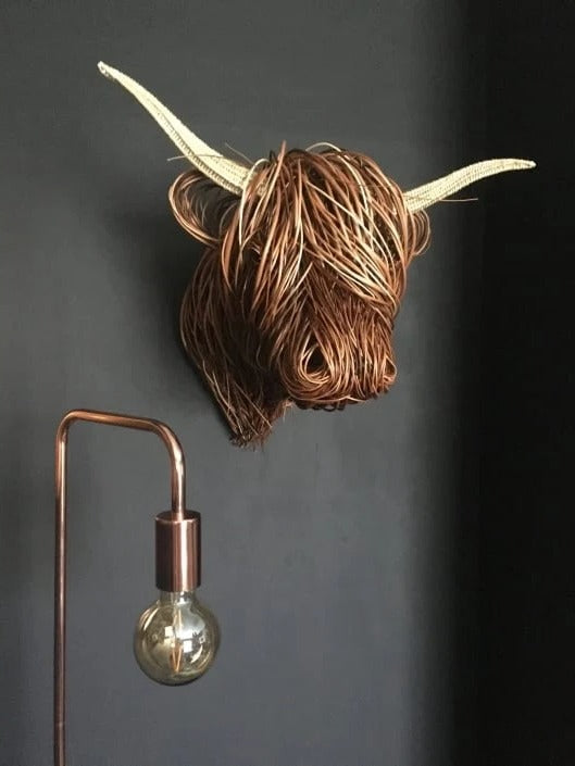 Rustic Wall-Mounted Cow Sculpture Decor