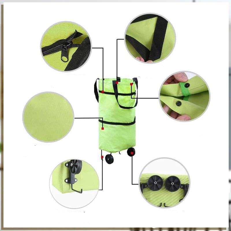 2-in-1 Foldable Rolling Shopping Bag