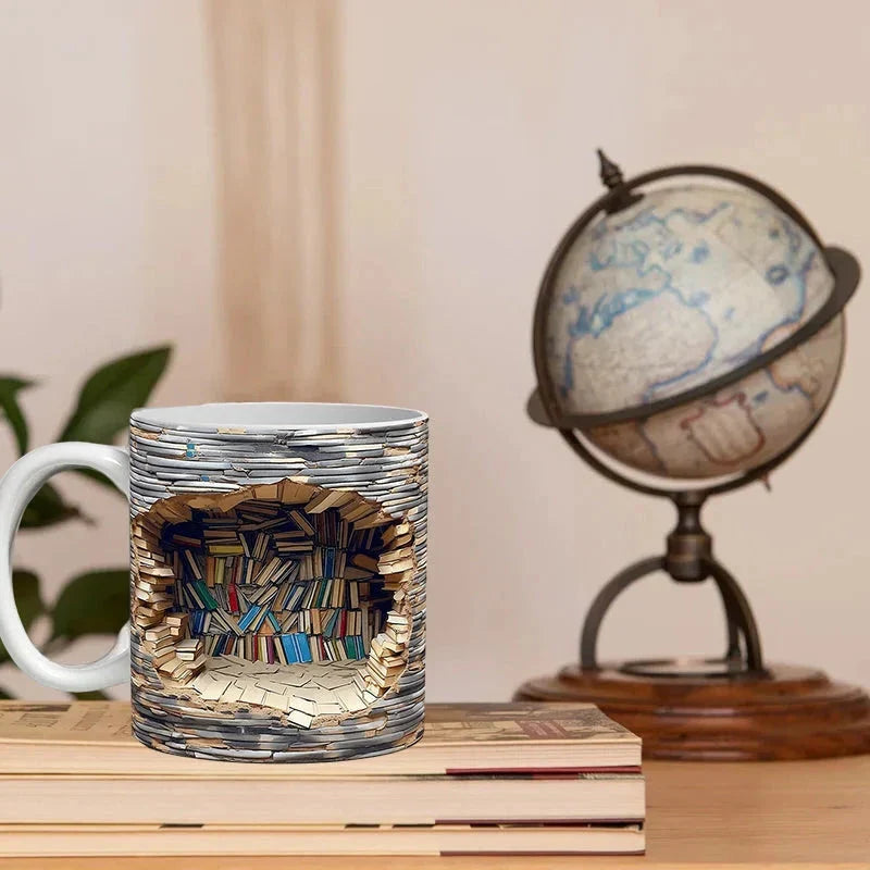 3D Bookshelf Mug For Book Lovers