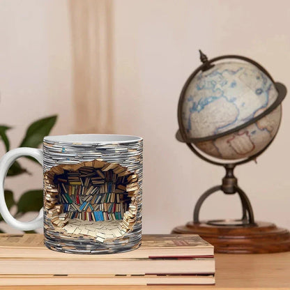 3D Bookshelf Mug For Book Lovers