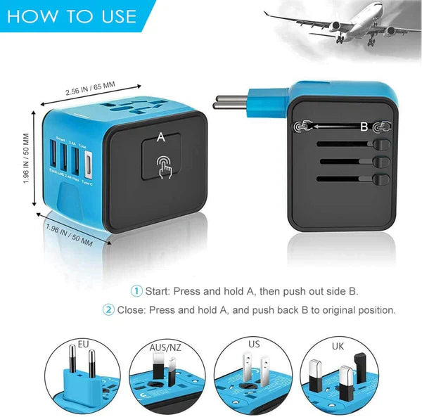 Multi-Port Universal Travel Adapter for Trips
