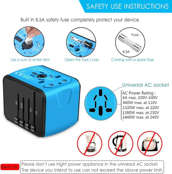 Multi-Port Universal Travel Adapter for Trips