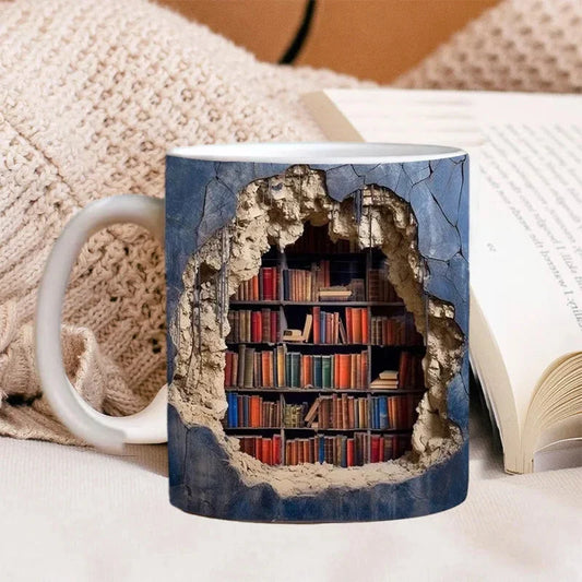 3D Bookshelf Mug For Book Lovers