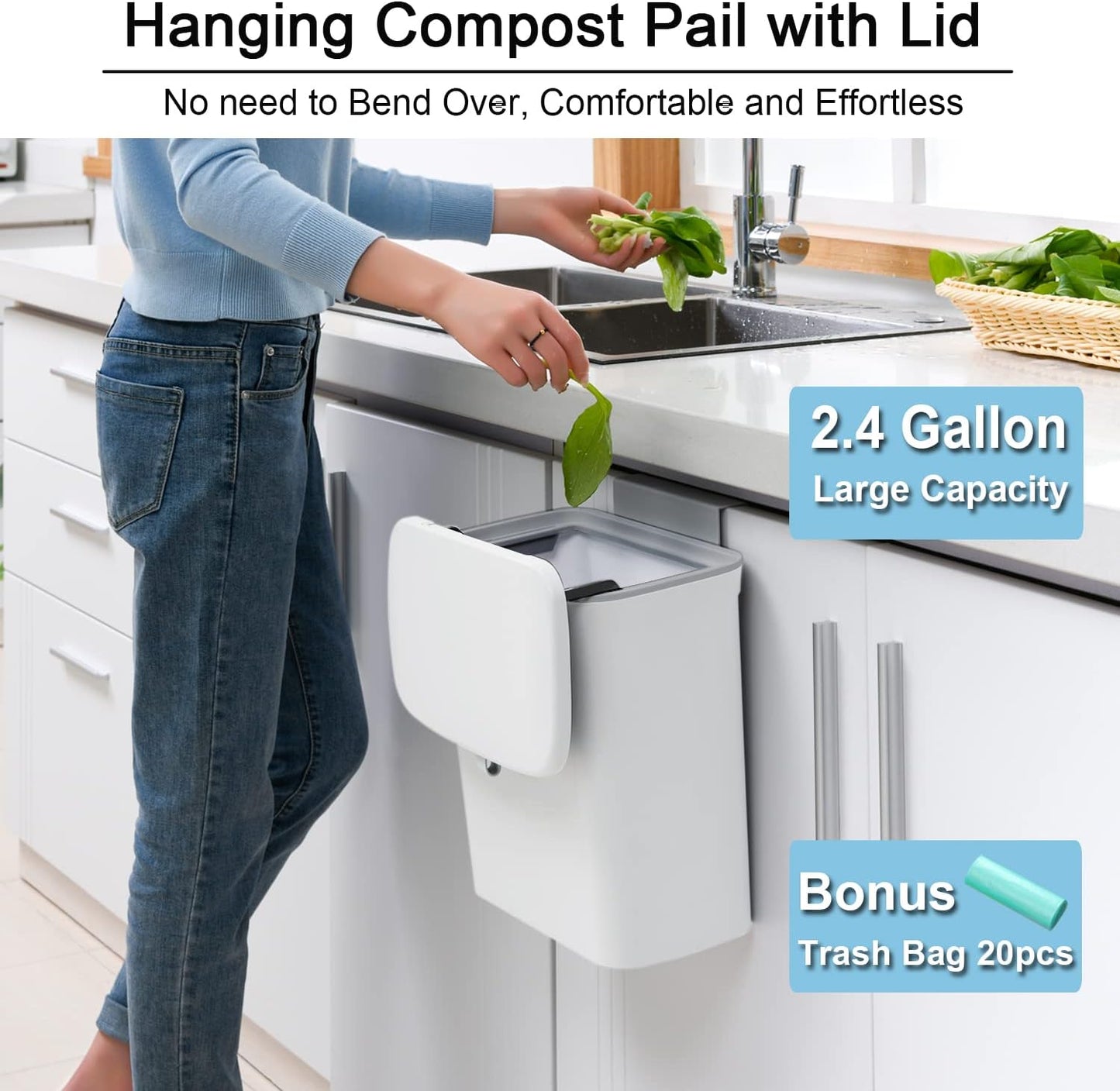 2.4-Gallon Countertop Kitchen Compost Bin
