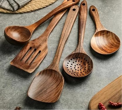Natural Teak Wood Kitchen Utensil Set