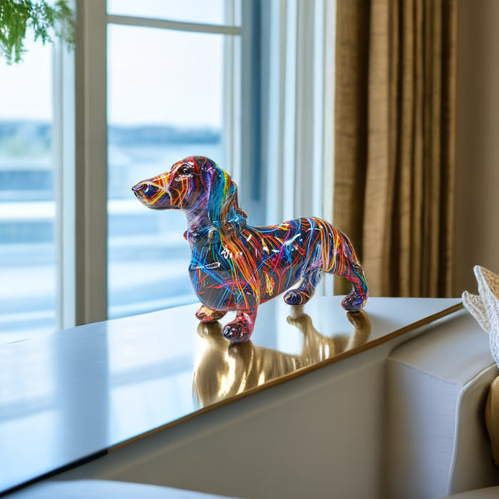 Colorful Dachshund Decor Statue