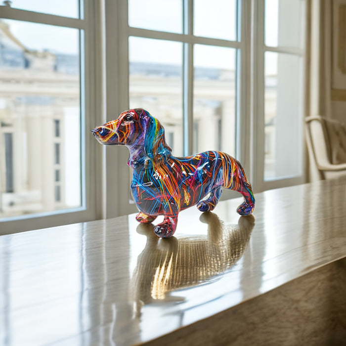 Colorful Dachshund Decor Statue