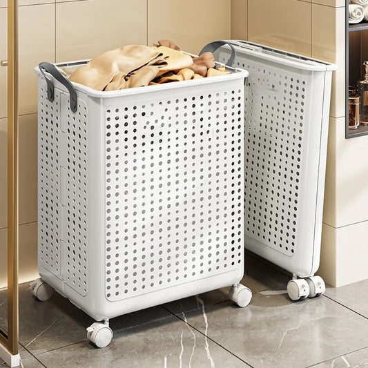 Rolling Laundry Basket with Smooth Wheels