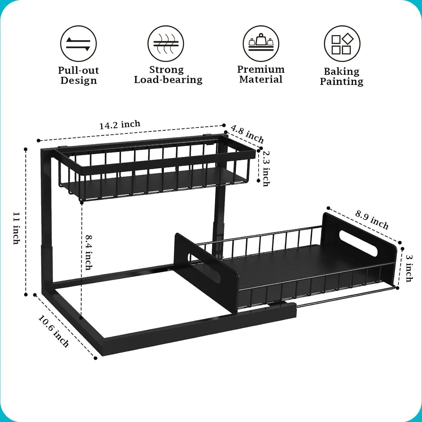 2-Tier Slide-Out Under-Sink Storage Organizer
