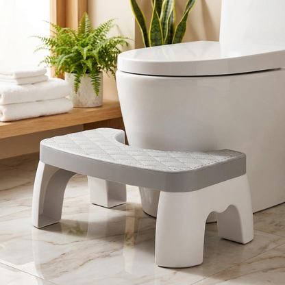 Non-slip toilet squat stool in a modern bathroom