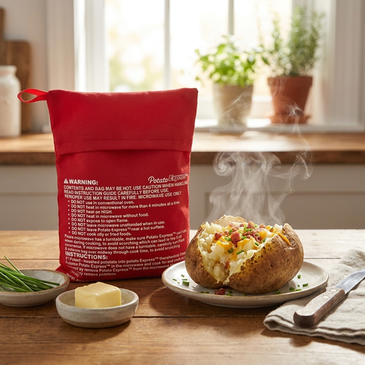 Microwave potato bag in kitchen
