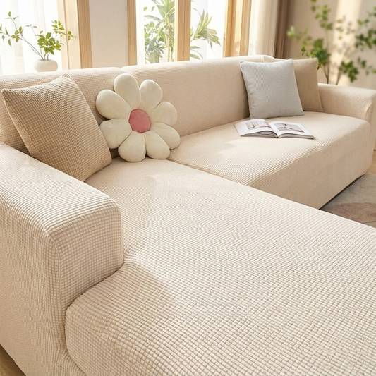 Stretch sofa cover in living room