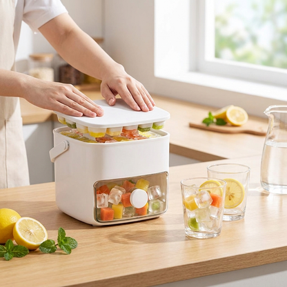 Push in ice cube tray in summer kitchen