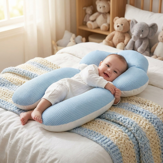 Infant resting pillow set in nursery