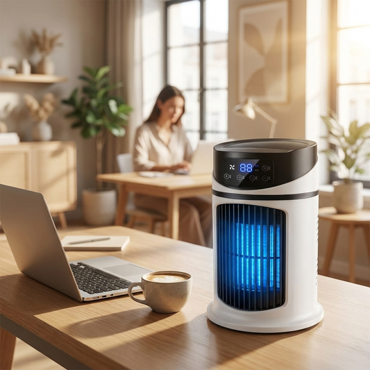 Portable air conditioner in a modern home office