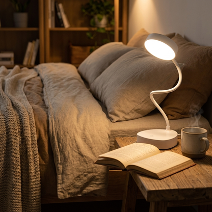 Touch control LED bedside lamp on nightstand