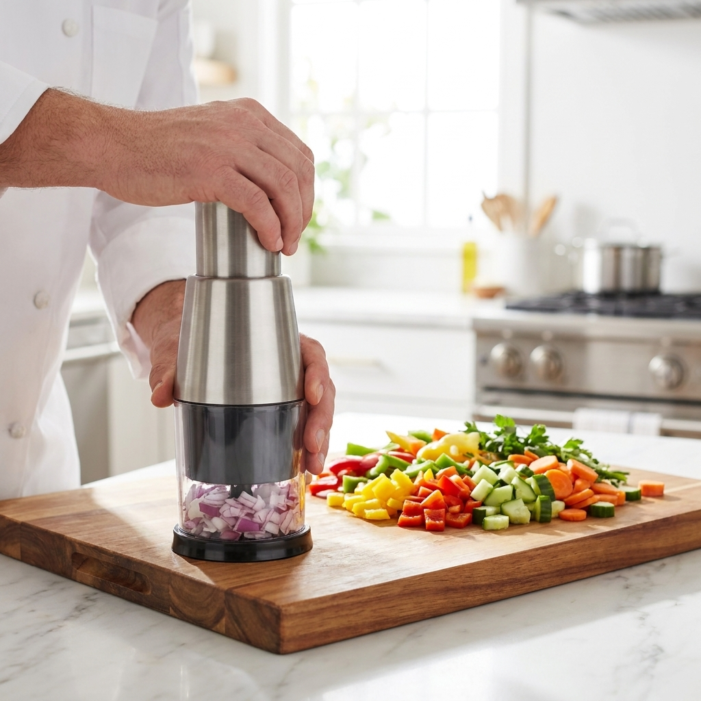 Kitchen chopper slicing vegetables