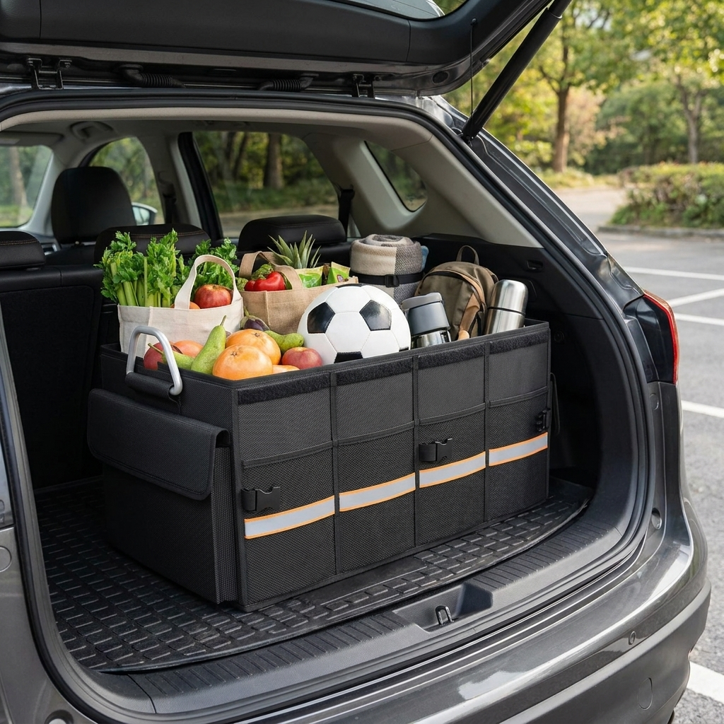 Car trunk organizer in SUV