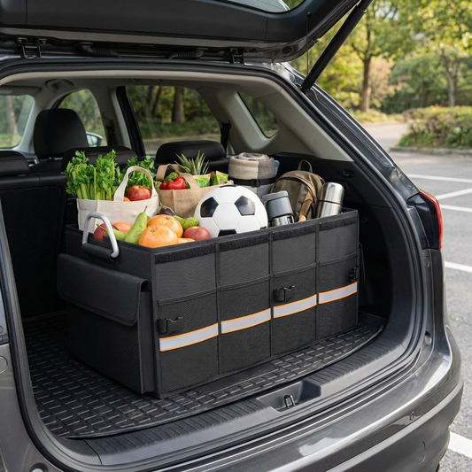 Car trunk organizer in SUV