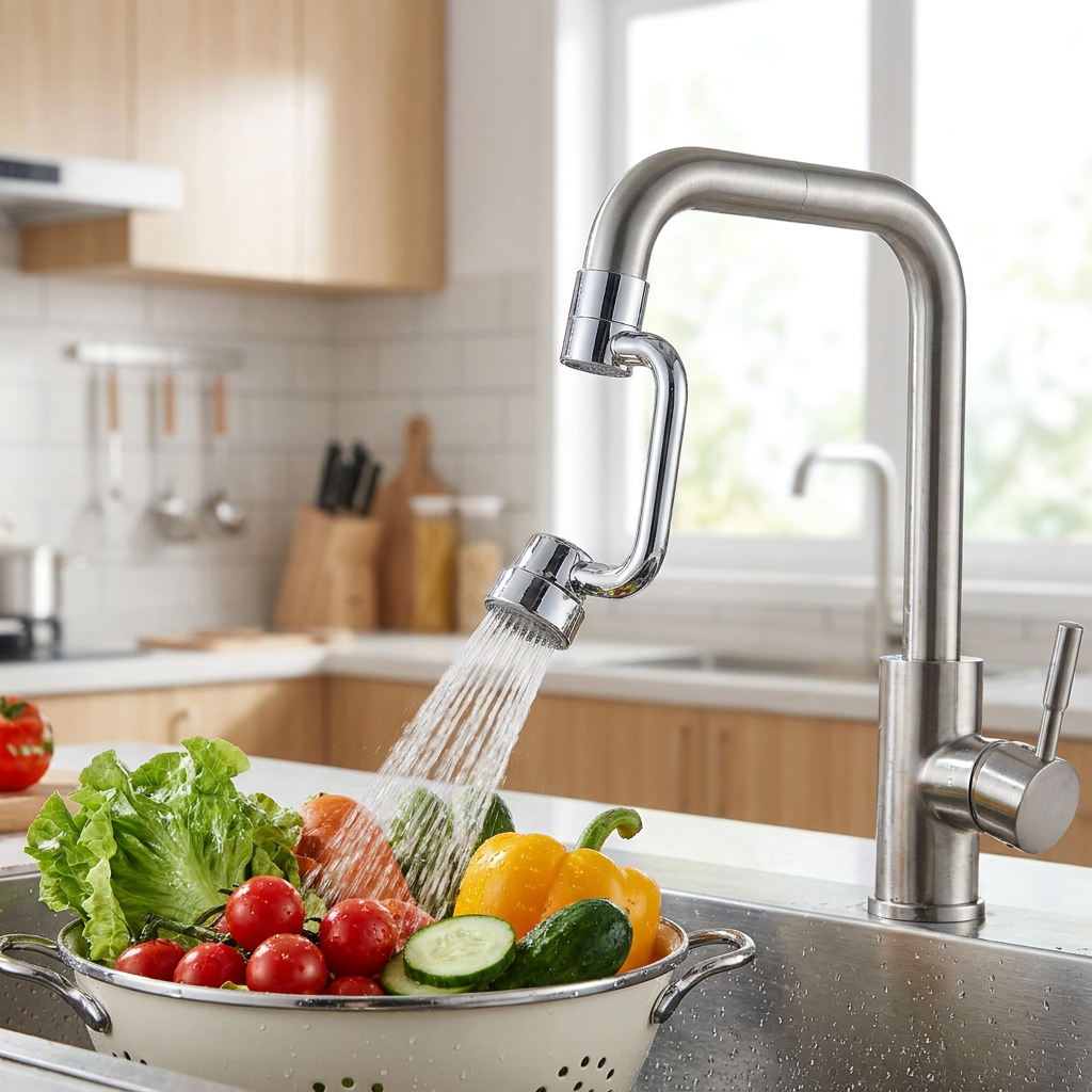 1080 rotating faucet extender in kitchen use