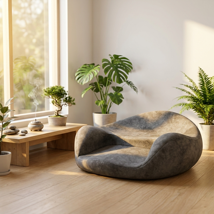Meditation cushion in serene home meditation corner