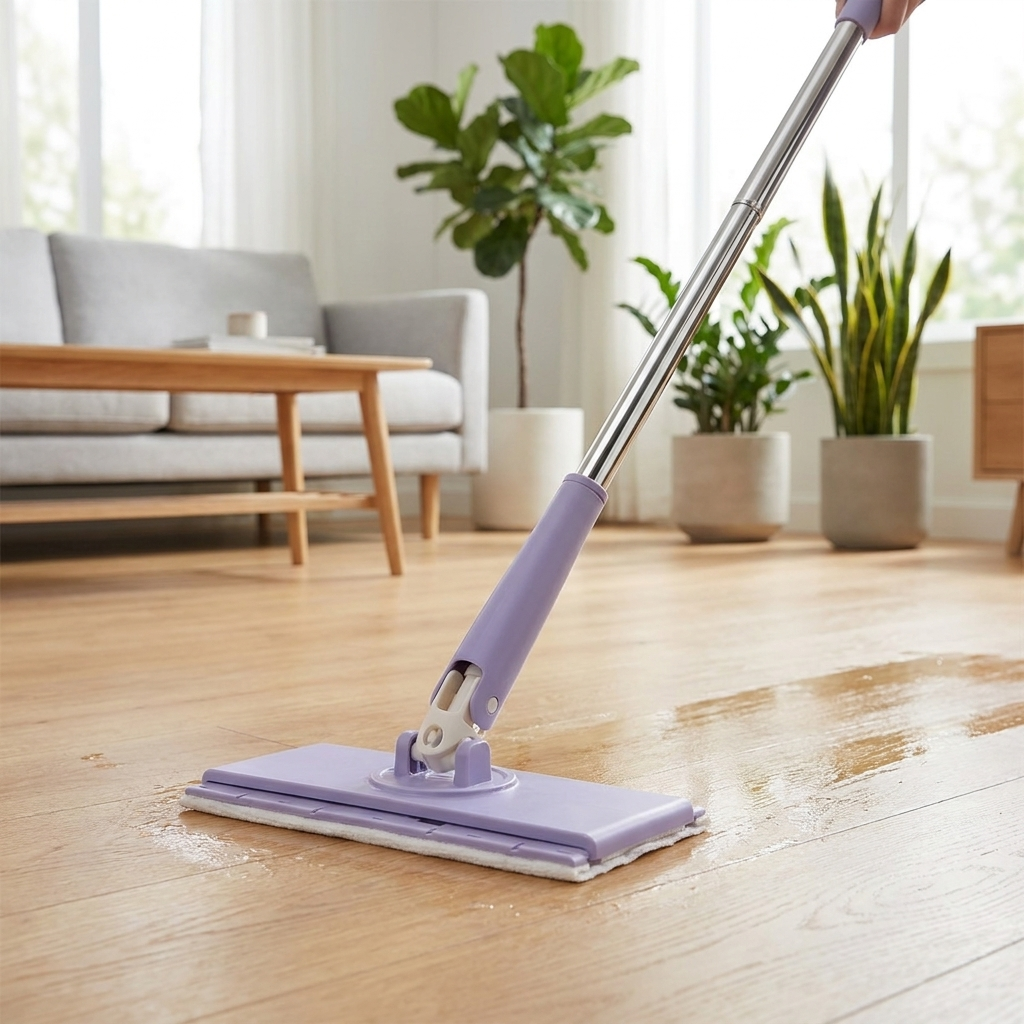 360 rotating mop cleaning living room floor