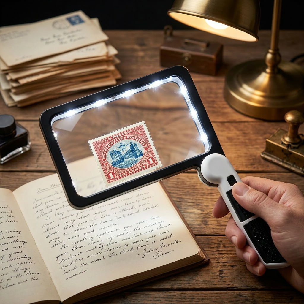 LED magnifier on desk