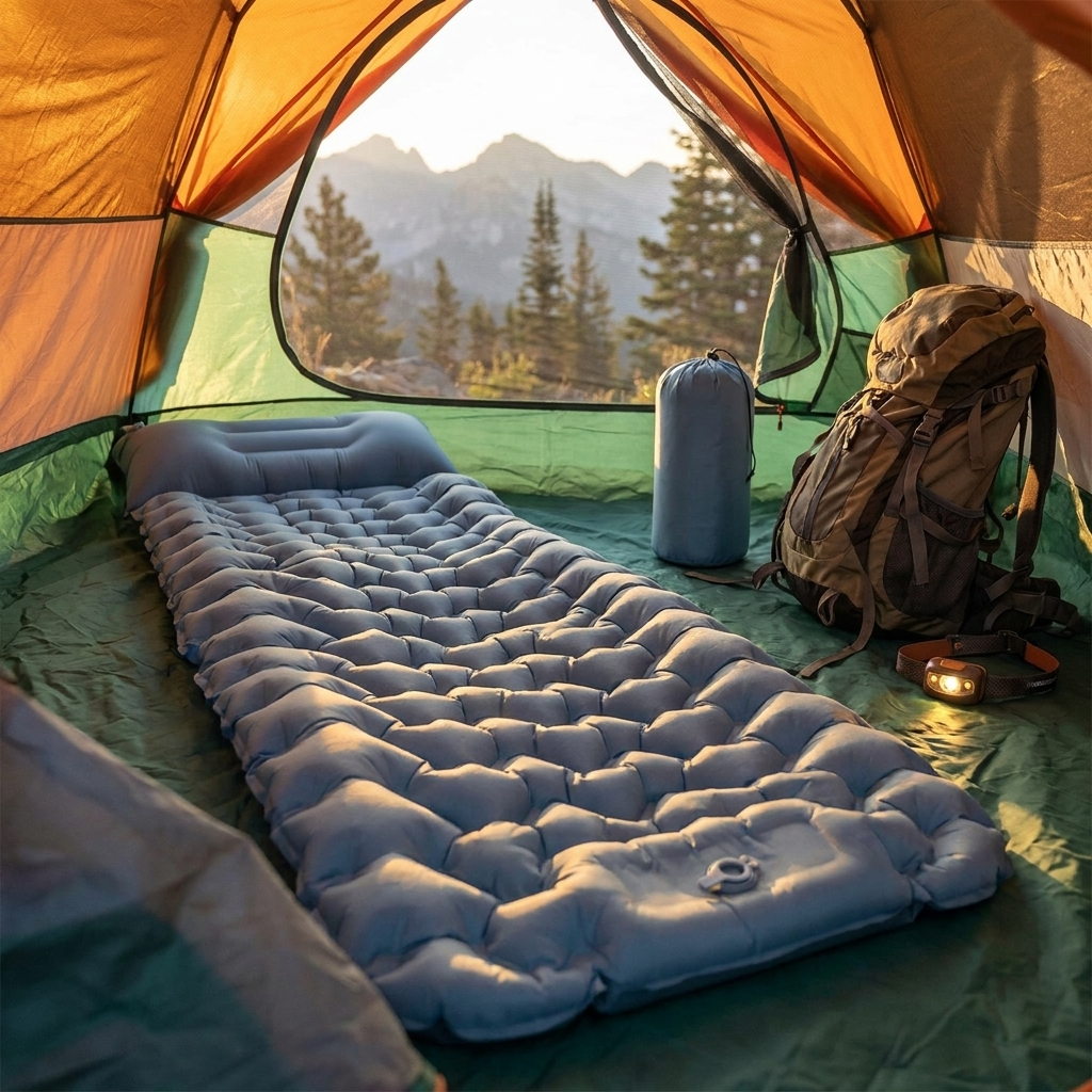 Ultralight sleeping pad in tent