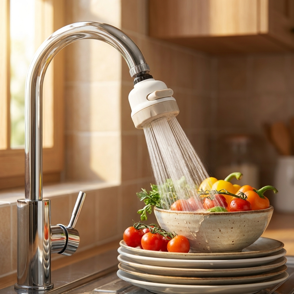 Rotating faucet attachment in kitchen