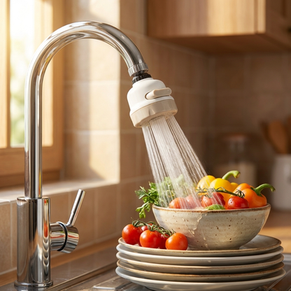 Rotating faucet attachment in kitchen