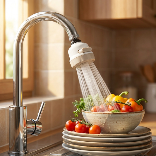 Rotating faucet attachment in kitchen