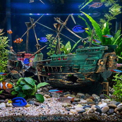 Shipwreck aquarium decoration underwater