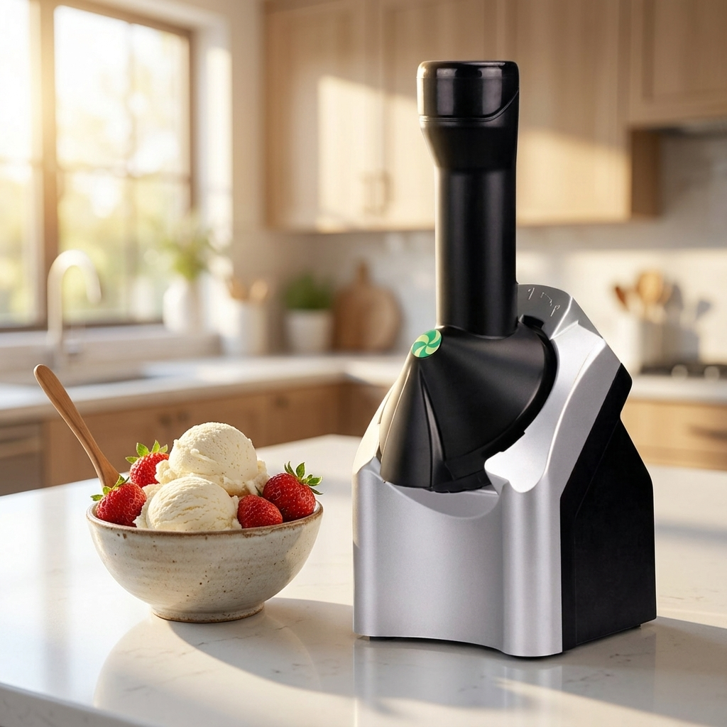 Ice cream machine with fresh ice cream
