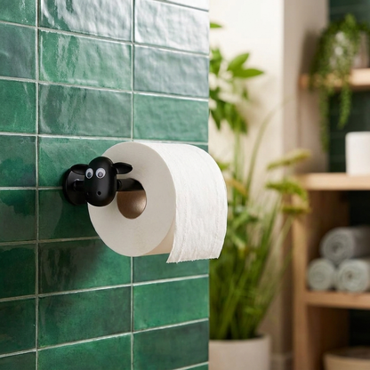 Toilet paper holder mounted in bathroom