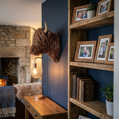 Wall-mounted cow sculpture decor