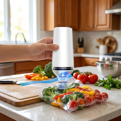 Compact food vacuum sealer in kitchen use