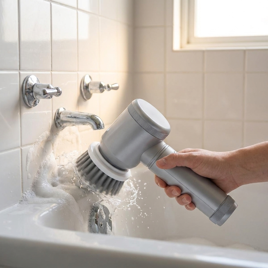 Turbo spin scrubber cleaning bathtub