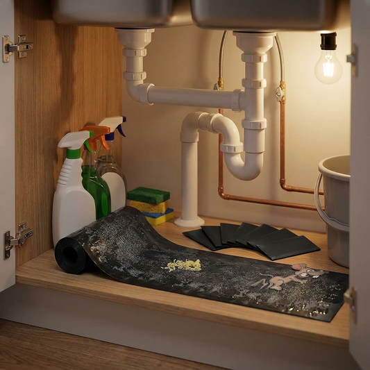 Glue pads under kitchen sink