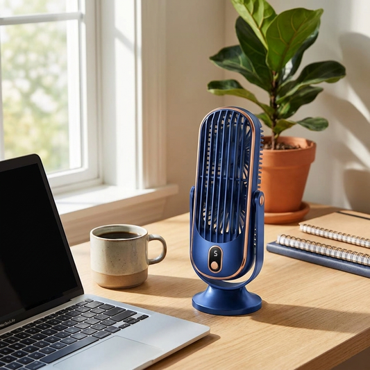Mini desktop AC on home office desk