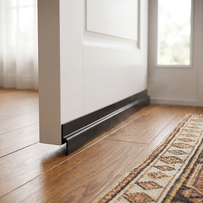 Self-adhesive door seal installed on interior door