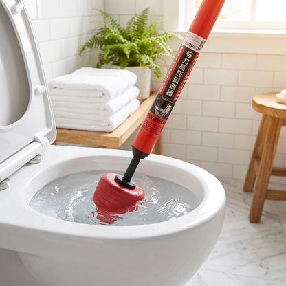 High-pressure toilet plunger in modern bathroom
