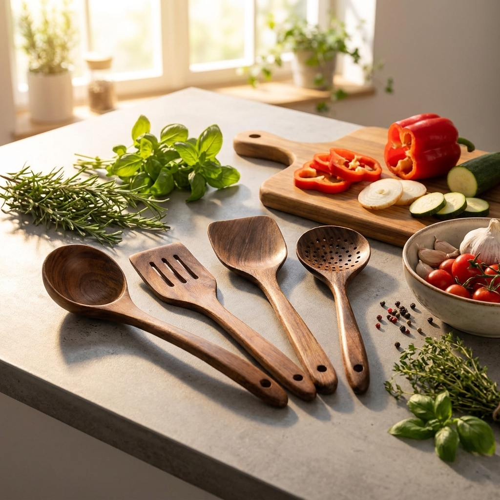 Kitchen Set Natural Teak Wood in use