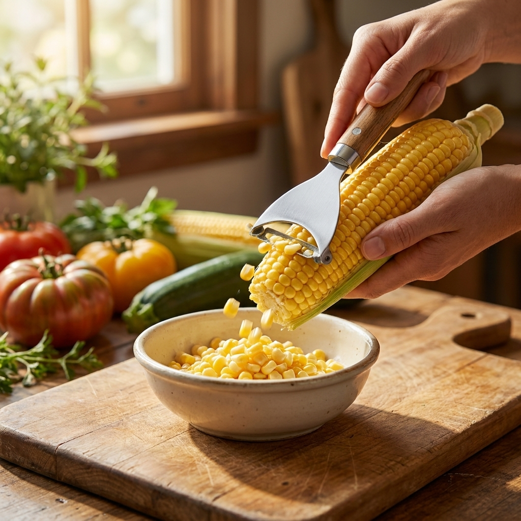 Super Fast Corn Peeler in use