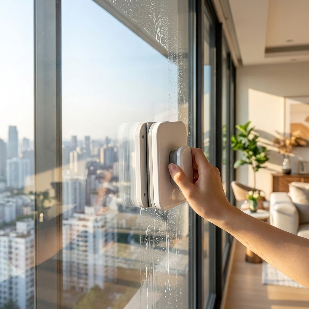 Double-Sided Magnetic Window Squeegee in use lifestyle