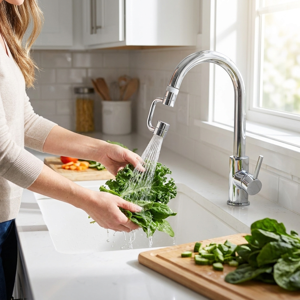1080 Rotating Universal Faucet Extender in use lifestyle