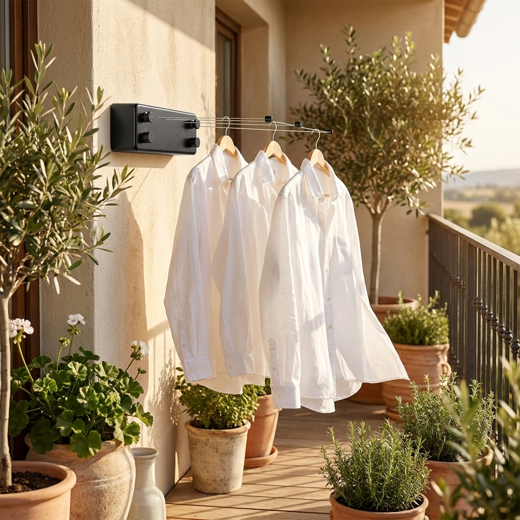 Space-Saving Retractable Clothesline in use lifestyle