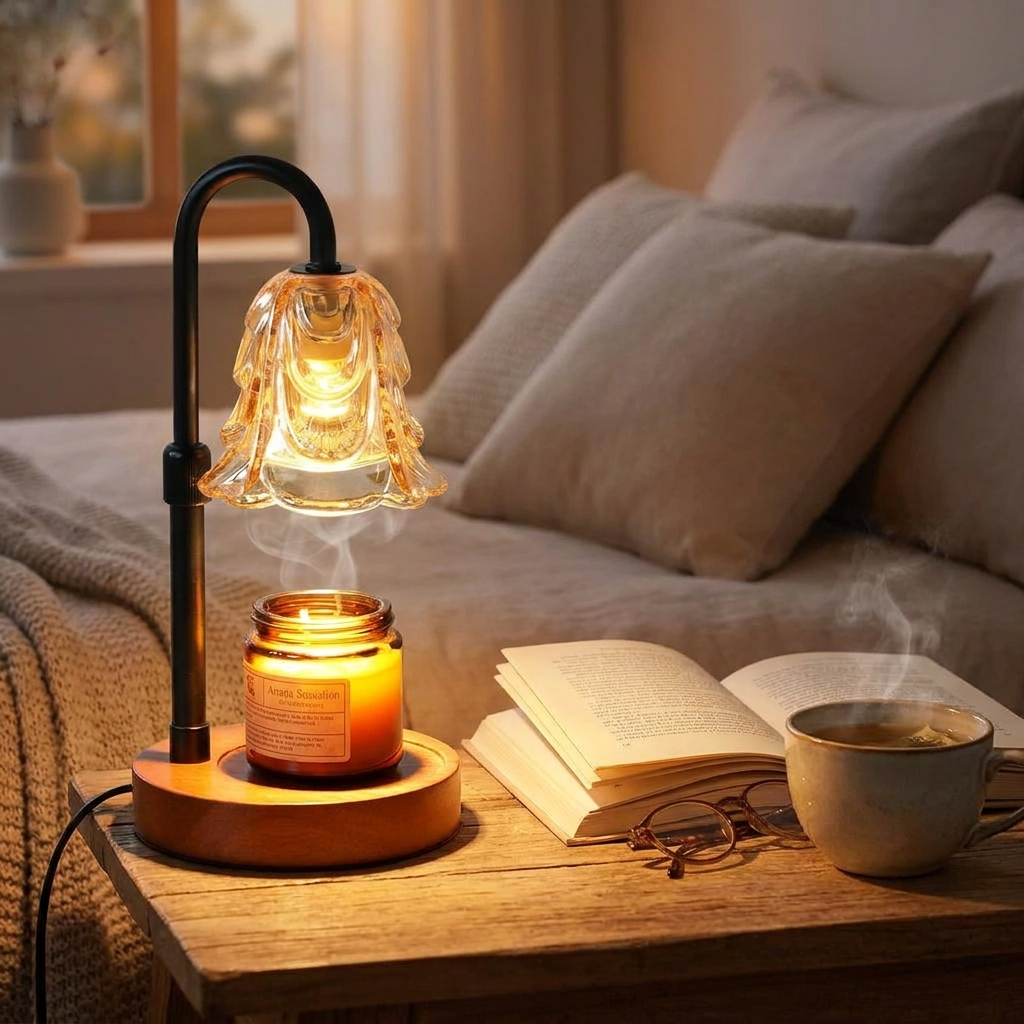 Flower Dimmable Candle Warmer Lamp in bedroom